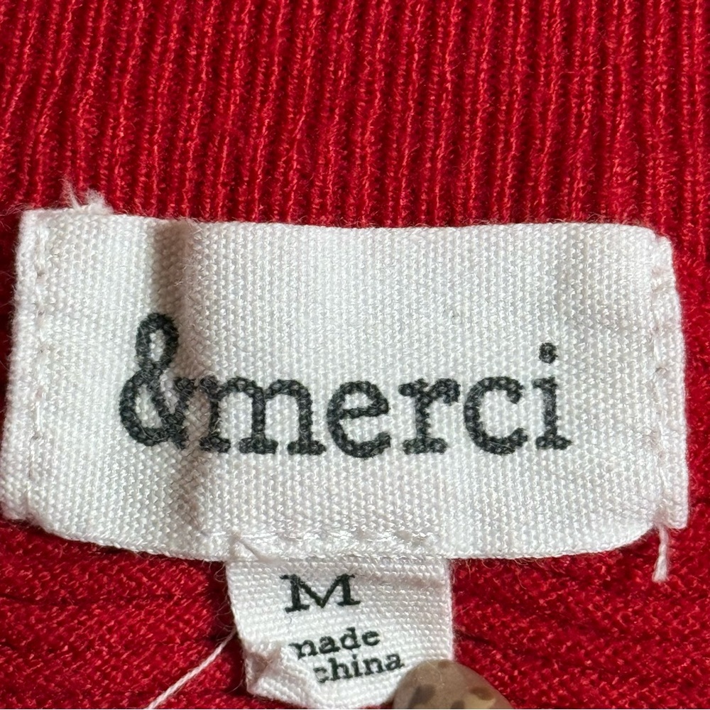 Red Ruffle-Shoulder Knit Sweater - Women's - Picture 3 of 6